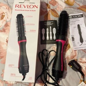 Revlon Pink and Black Hair Styler Brush NEW